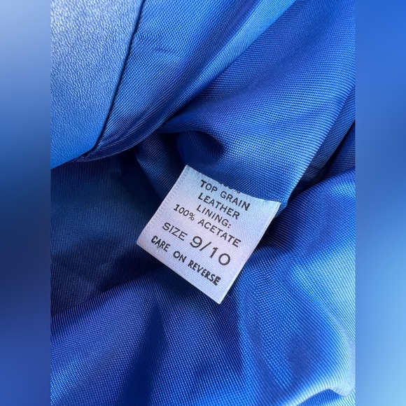 90s Blue Leather Zip Up Jacket - Picture 4 of 16